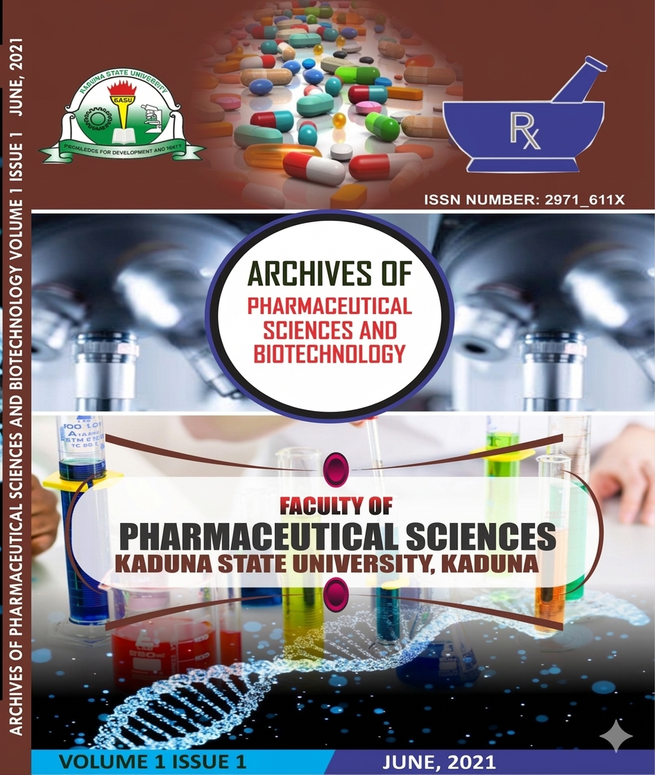 Front cover of the Archives of Pharmaceutical Sciences and Biotechnology Journal, Volume 1, Issue 1.